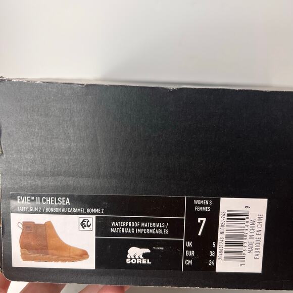 Sorel Evie II Chelsea Boot Waterproof Leather/Suede Wedge Brown Women 7 NWB - Picture 11 of 11
